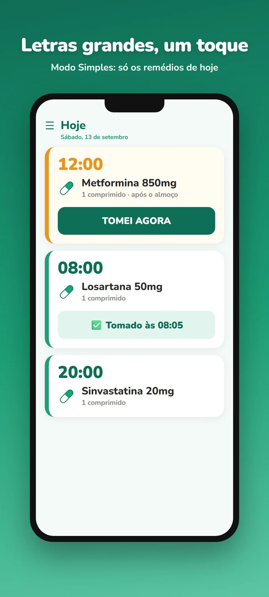 Modo Simples: os remédios de hoje com letras grandes